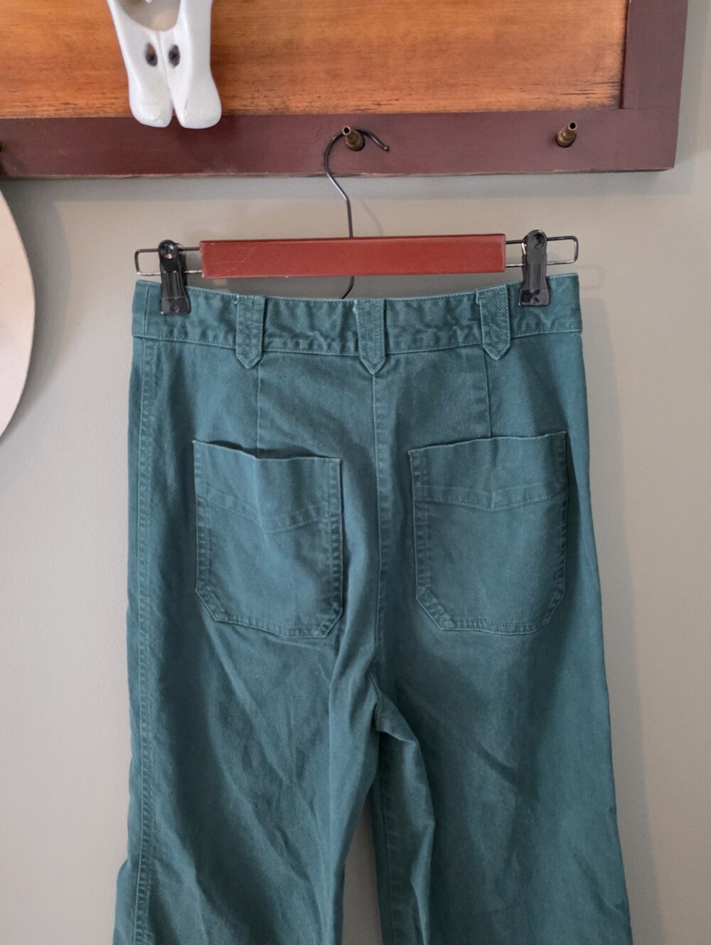 Anthropologie High Waisted Wide Leg Green Trousers Size 4 Tailored Trouser Pant - Picture 5 of 12